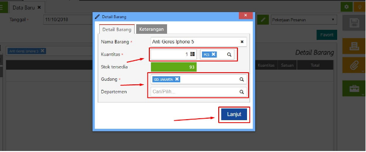 Lengkapi proses job costing