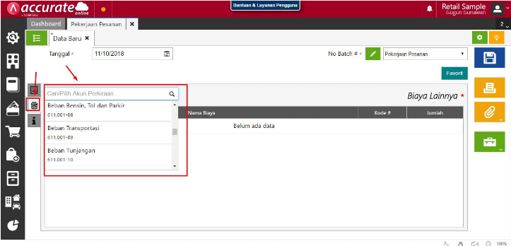 Mencatat beban di job costing