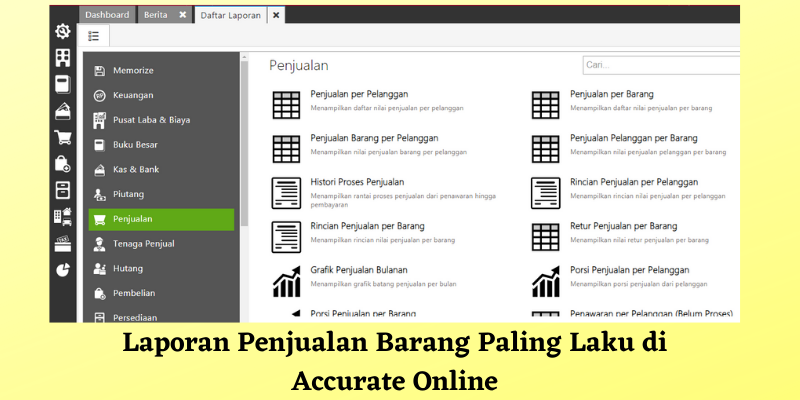 Laporan Penjualan Barang Paling Laku di Accurate Online