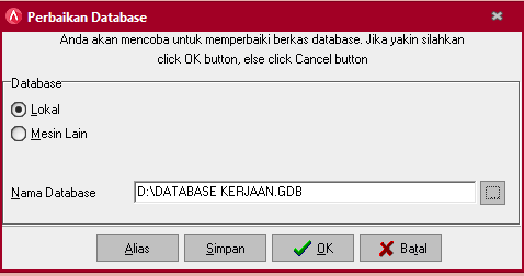 Pilih database accurate yang di repair